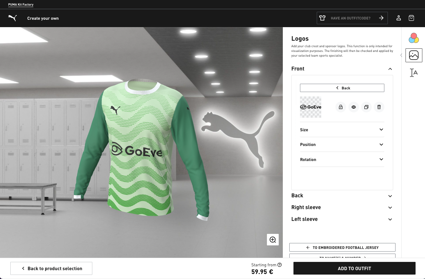 Go Eve 3D configurator