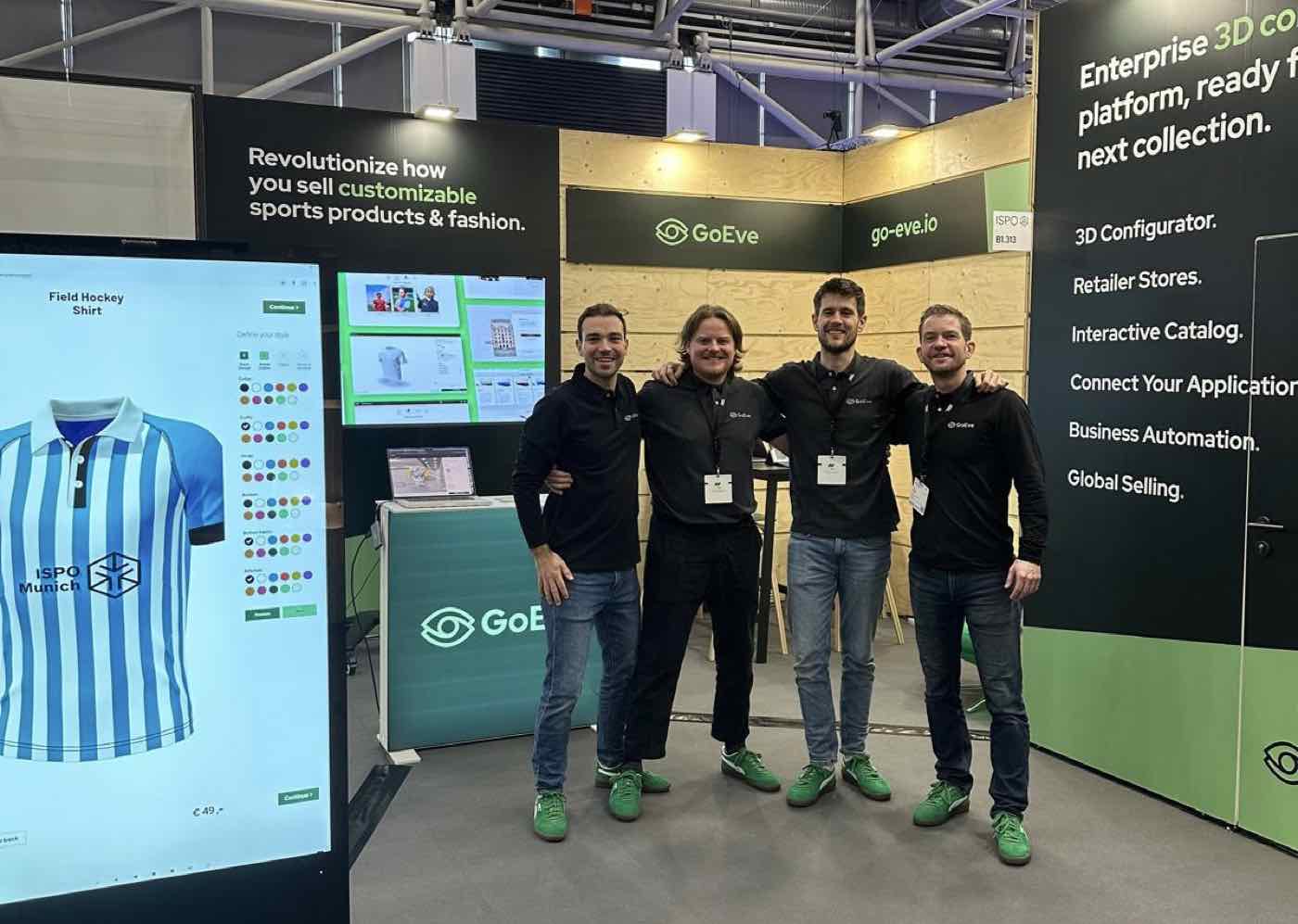Het Go Eve team op de stand tijdens ISPO Munich 2024